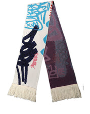 Dolce & Gabbana White Graphic Cashmere Fringed Shawl Scarf Dolce & Gabbana