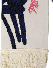 Dolce & Gabbana White Graphic Cashmere Fringed Shawl Scarf Dolce & Gabbana