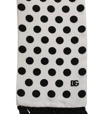Dolce & Gabbana Black White Polka Dot Fringed Lace Stole Scarf Dolce & Gabbana