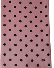Dolce & Gabbana Pink Polka Dot Silk Fringed Lace Stole Scarf Dolce & Gabbana