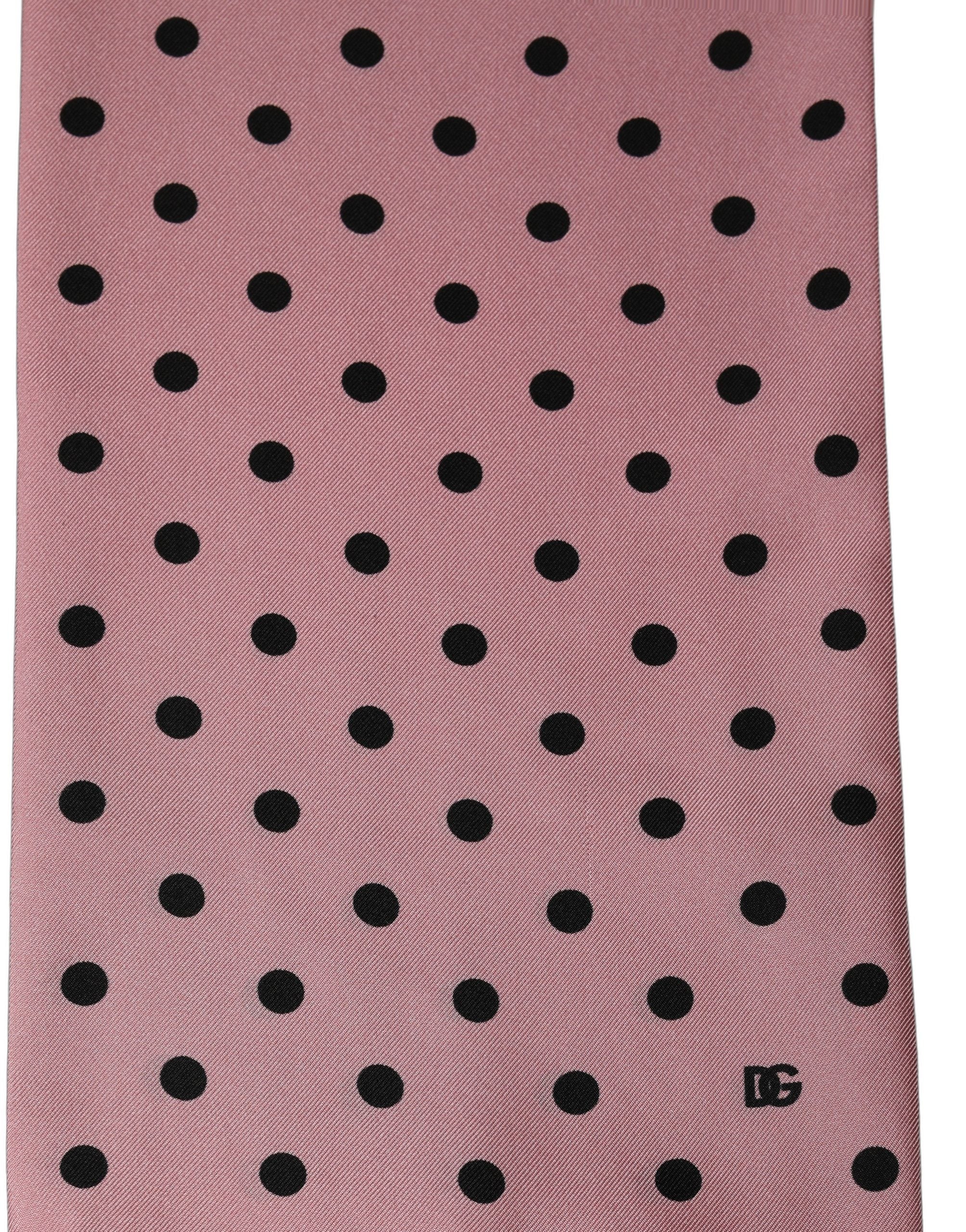 Dolce & Gabbana Pink Polka Dot Silk Fringed Lace Stole Scarf Dolce & Gabbana