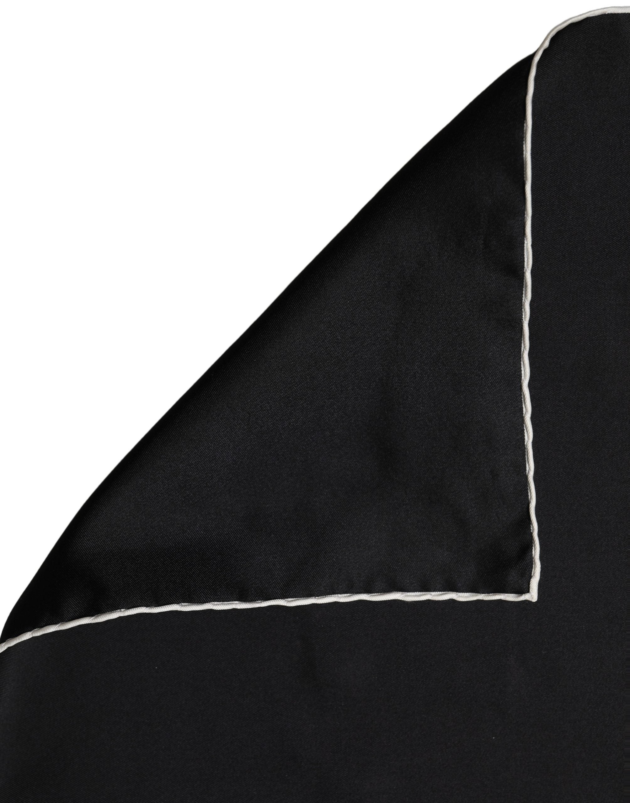 Dolce & Gabbana Men Black Silk Pocket Square Foulard Scarf Dolce & Gabbana