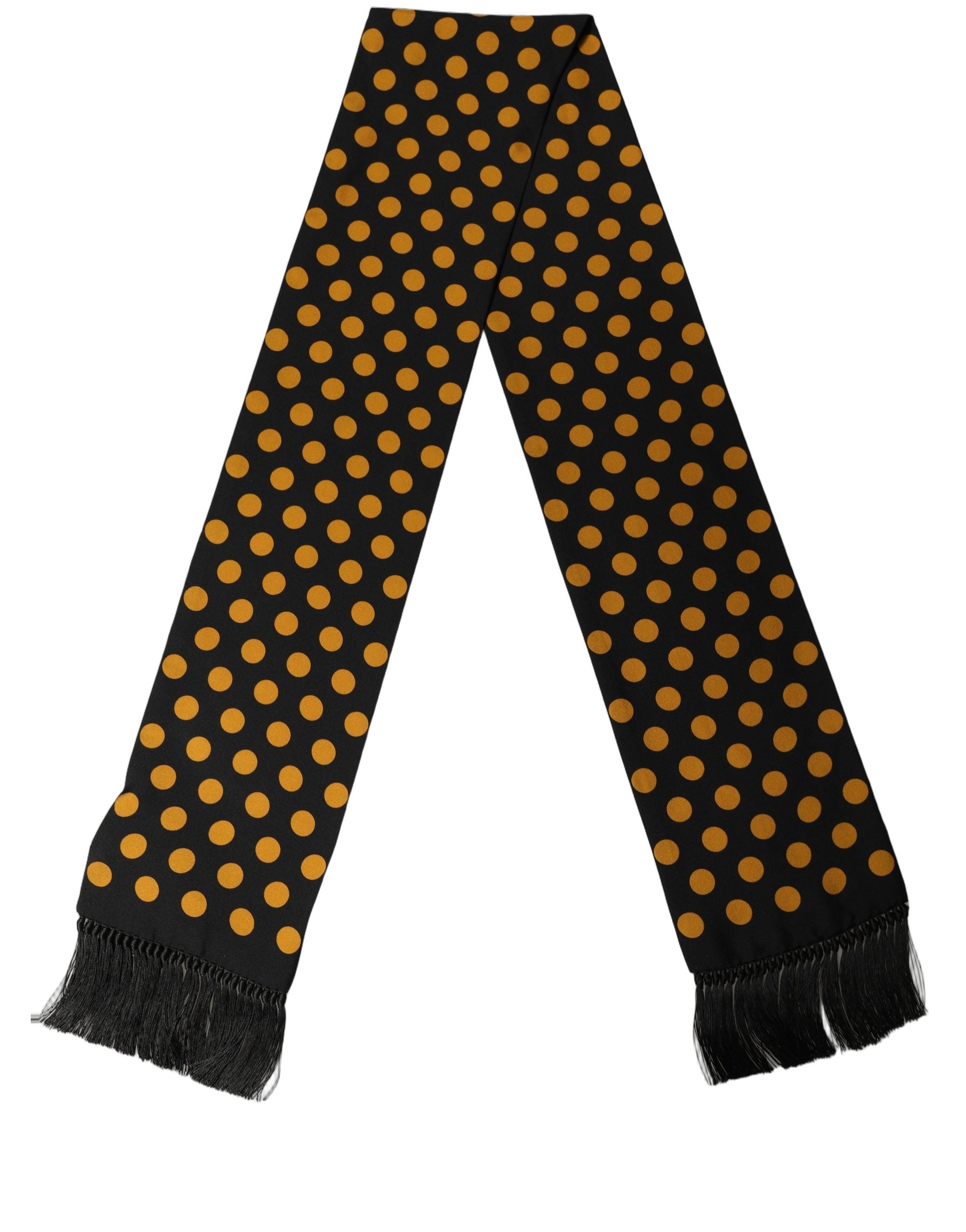 Dolce & Gabbana Men Black Orange Polka Dot Fringed Lace Stole Scarf Dolce & Gabbana