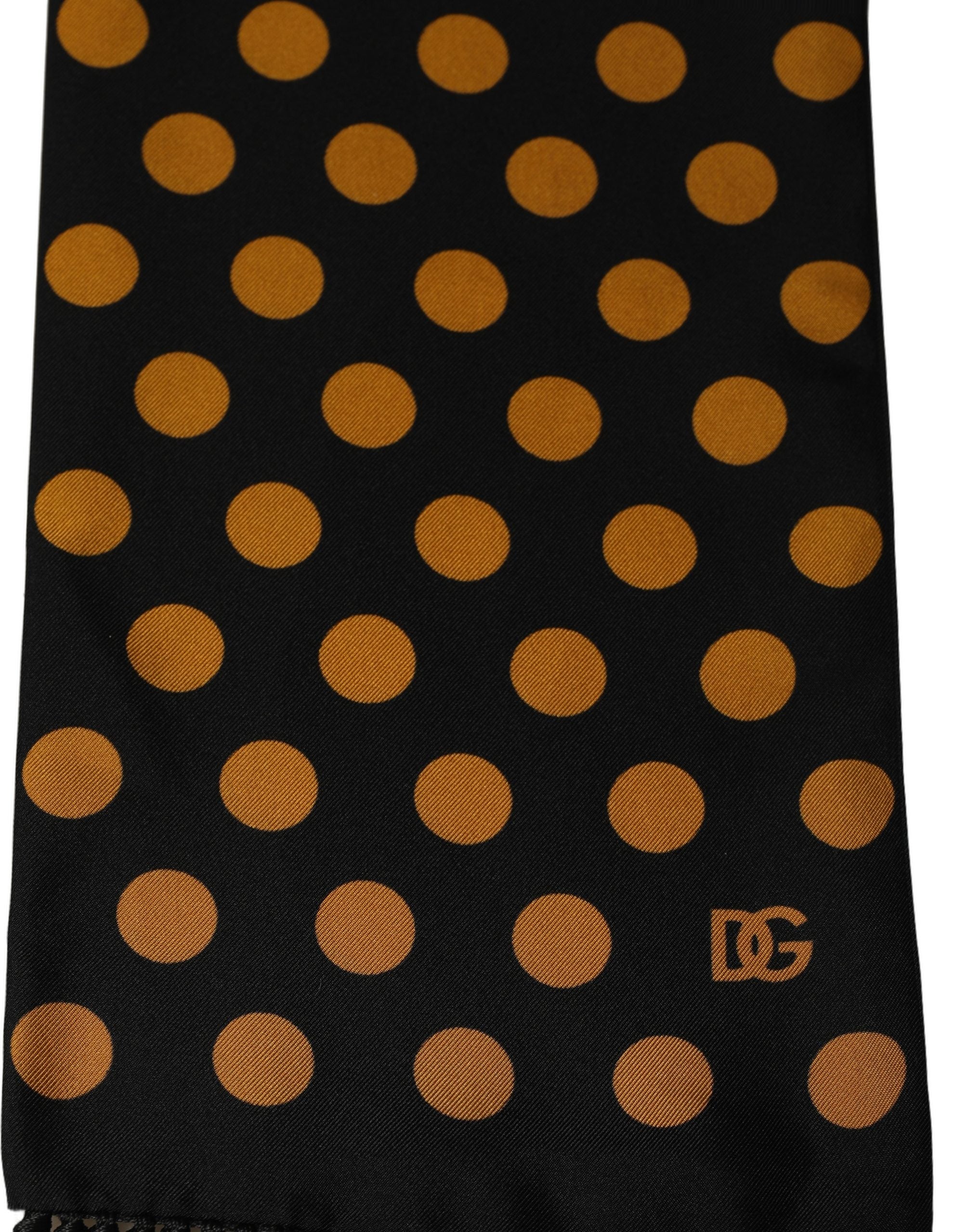 Dolce & Gabbana Men Black Orange Polka Dot Fringed Lace Stole Scarf Dolce & Gabbana