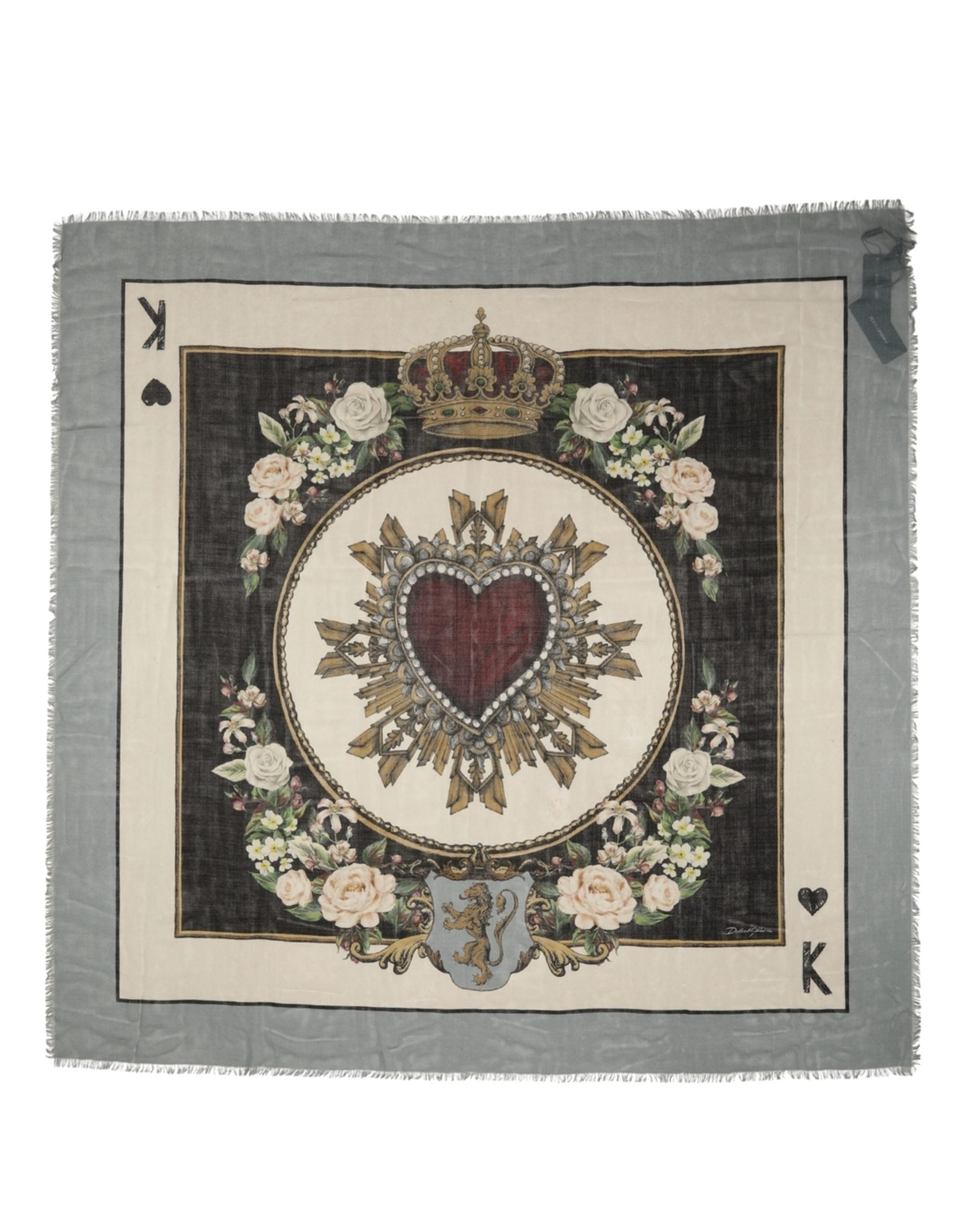Dolce & Gabbana Men Multicolor King of Hearts Square Foulard Scarf Dolce & Gabbana