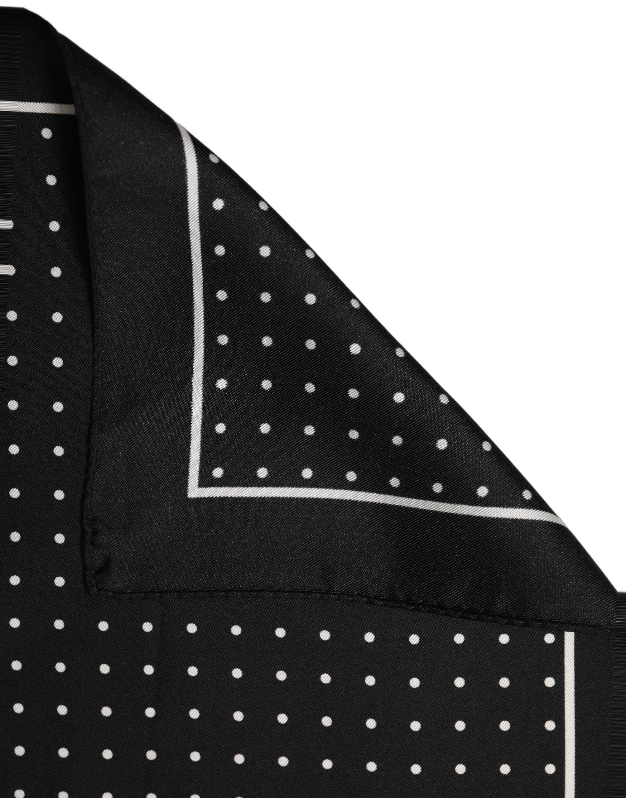 Dolce & Gabbana Black Polka Dot Pocket Square Foulard Scarf Dolce & Gabbana