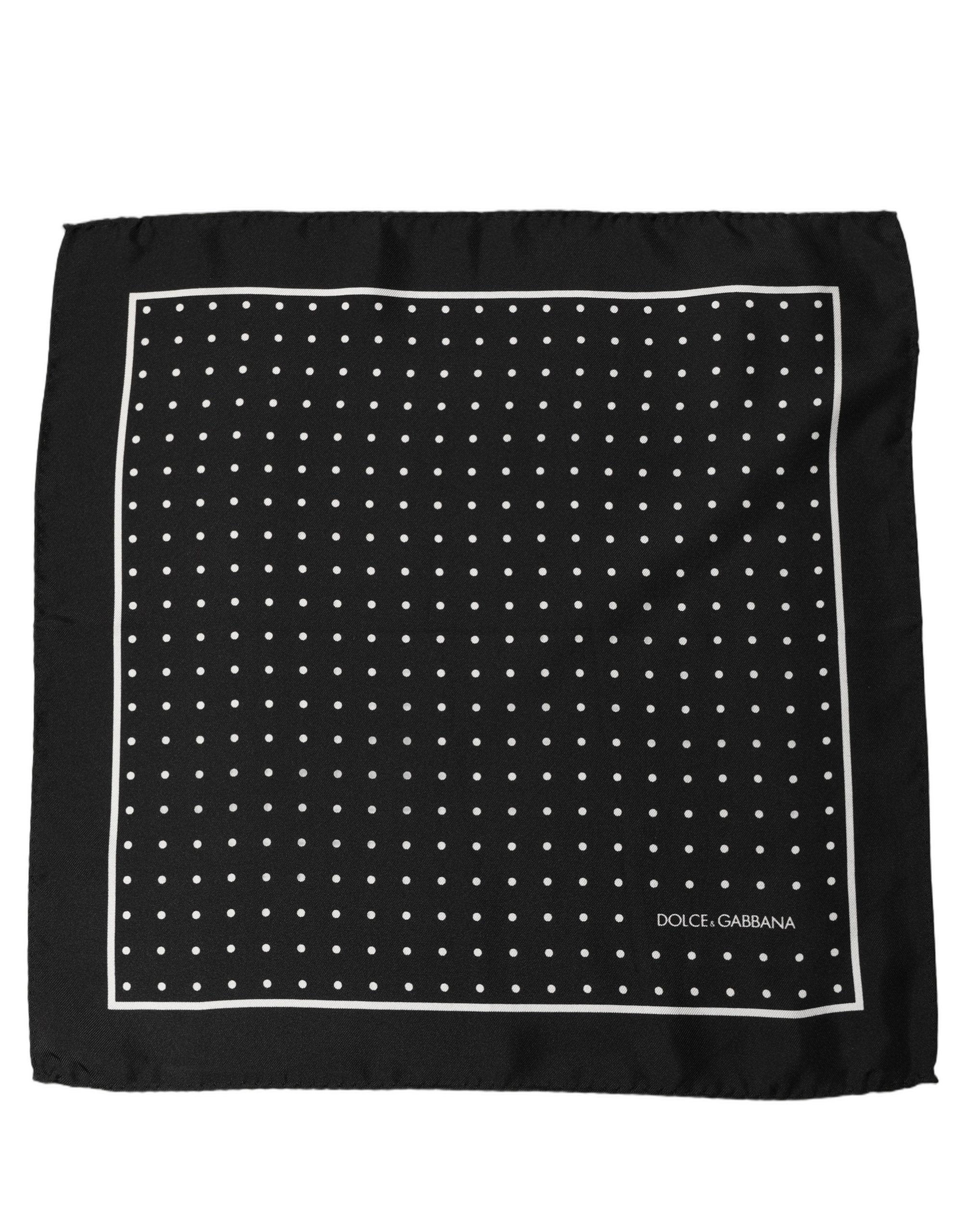 Dolce & Gabbana Black Polka Dot Pocket Square Foulard Scarf Dolce & Gabbana