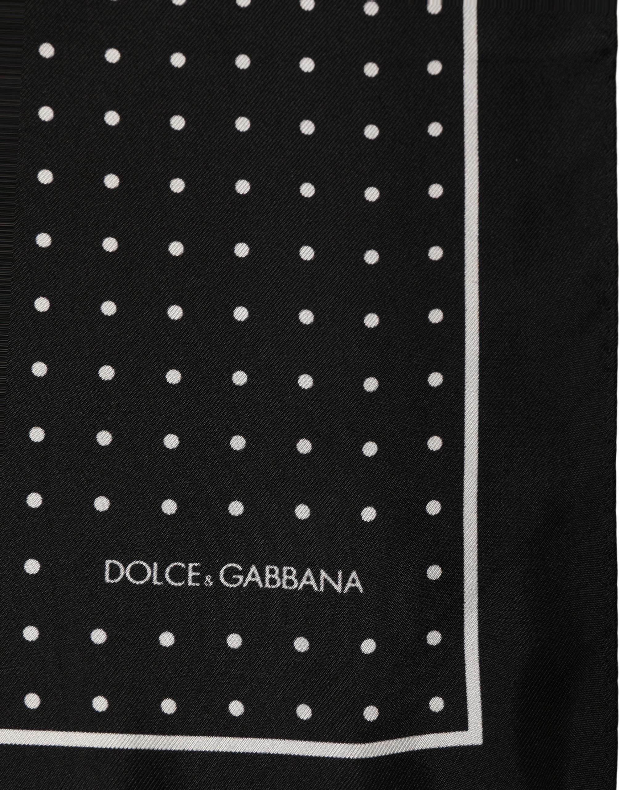 Dolce & Gabbana Black Polka Dot Pocket Square Foulard Scarf Dolce & Gabbana