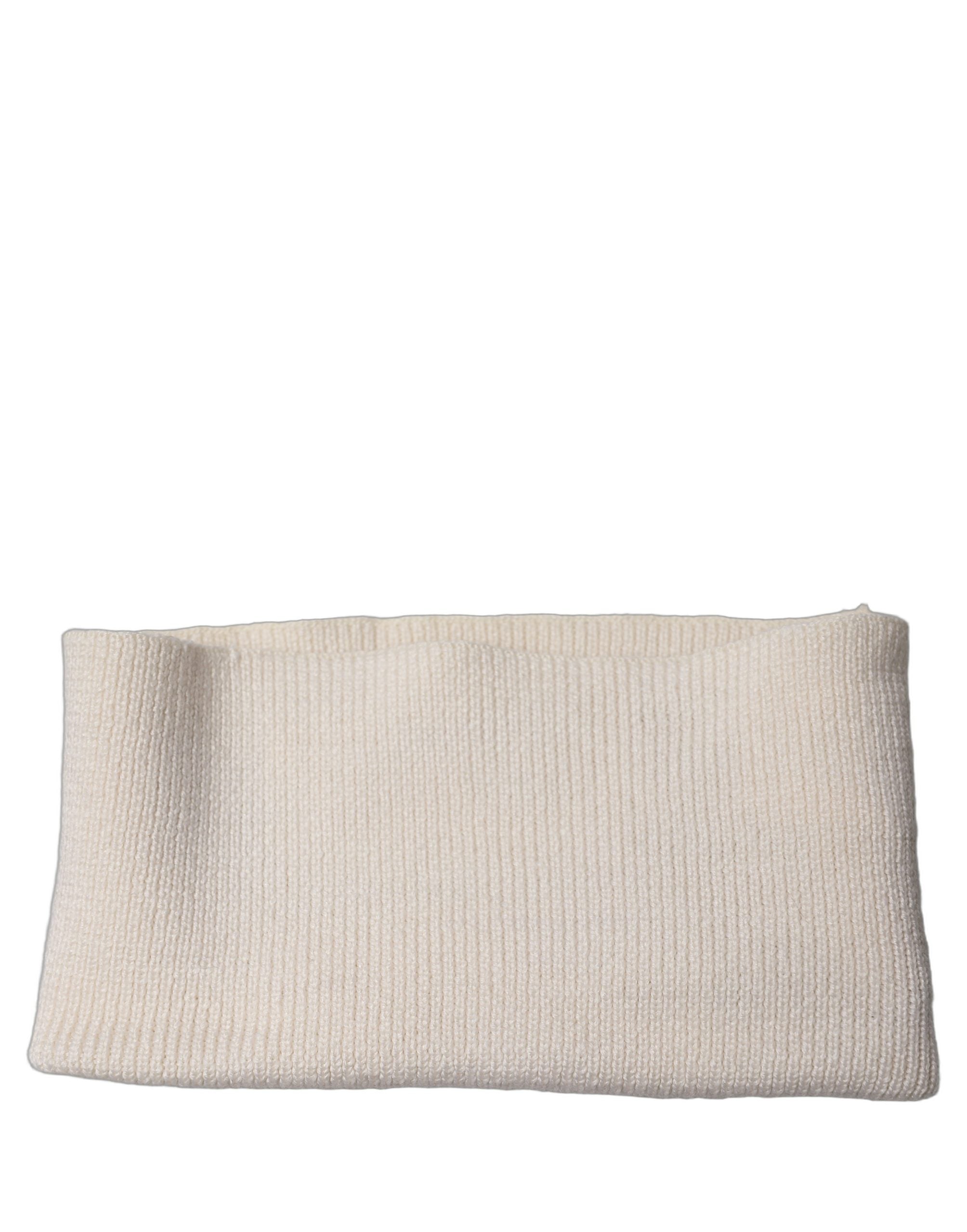 Dolce & Gabbana Men White Polyester Knitted Neck Warmer Scarf Dolce & Gabbana
