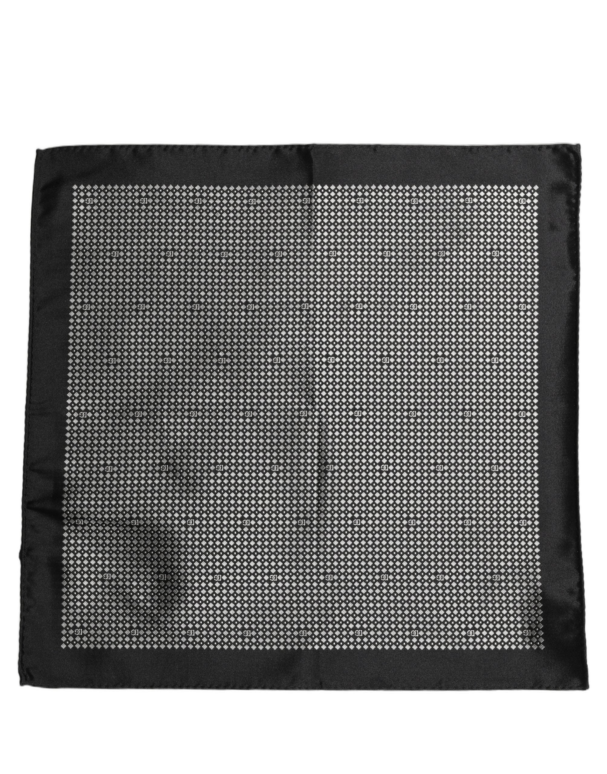 Dolce & Gabbana Black White Patterned Pocket Square Scarf Dolce & Gabbana
