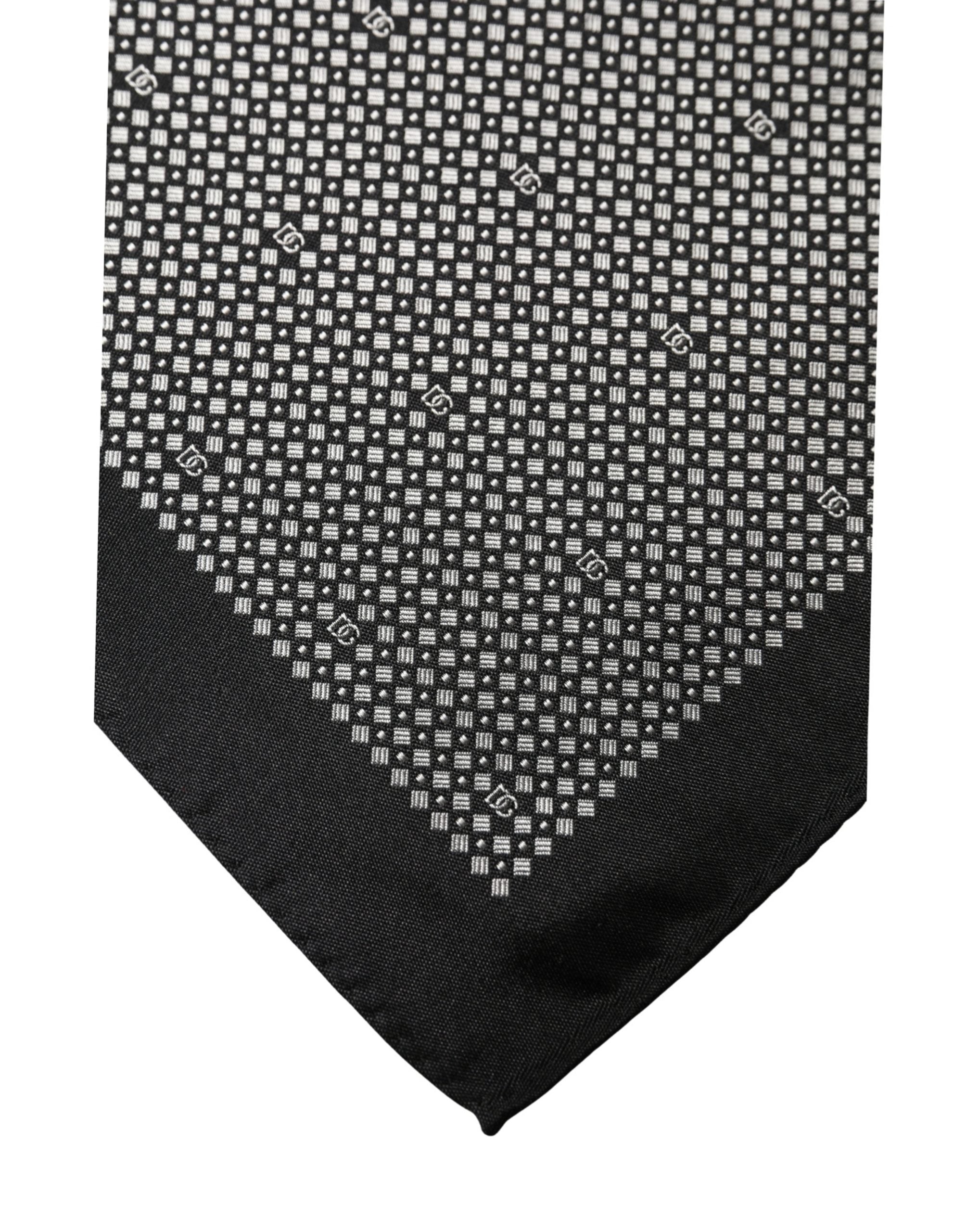 Dolce & Gabbana Black White Patterned Pocket Square Scarf Dolce & Gabbana