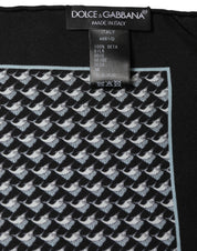 Dolce & Gabbana Black Silk Geometric Handkerchief Pocket Scarf
