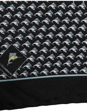 Dolce & Gabbana Black Silk Geometric Handkerchief Pocket Scarf