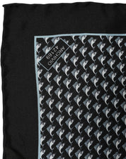 Dolce & Gabbana Black Silk Geometric Handkerchief Pocket Scarf