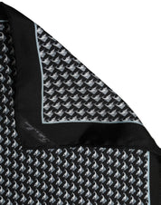 Dolce & Gabbana Black Silk Geometric Handkerchief Pocket Scarf