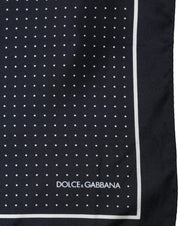Dolce & Gabbana Blue Silk Polka Dot Handkerchief Pocket Scarf