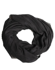 Dolce & Gabbana Black Silk Wool Fringed Men Lace Stole Scarf