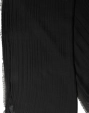 Dolce & Gabbana Black Silk Wool Fringed Men Lace Stole Scarf