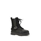 PINKO Black Calf Leather Bos Taurus Lace-Up Boots PINKO