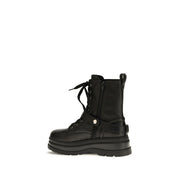 PINKO Black Calf Leather Bos Taurus Lace-Up Boots PINKO