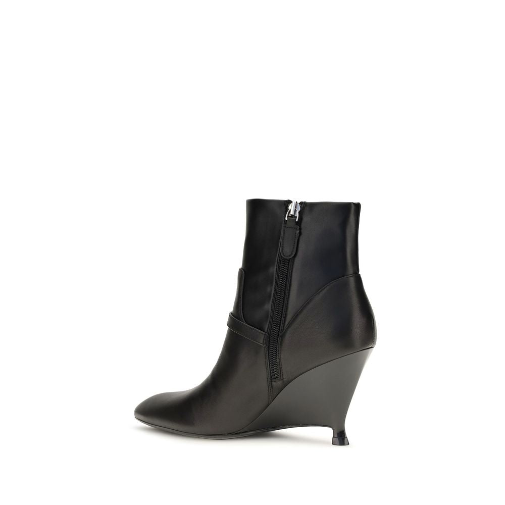 PINKO Black Calf Leather Bos Taurus Ankle Boots PINKO