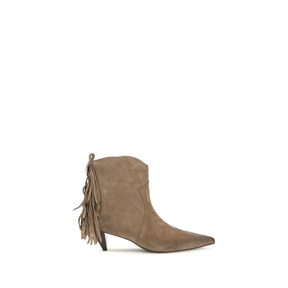 PINKO Beige Calf Leather Bos Taurus Ankle Boots PINKO