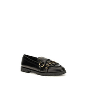 PINKO Black Calf Leather Bos Taurus Slip-On Loafers PINKO