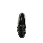 PINKO Black Calf Leather Bos Taurus Slip-On Loafers PINKO