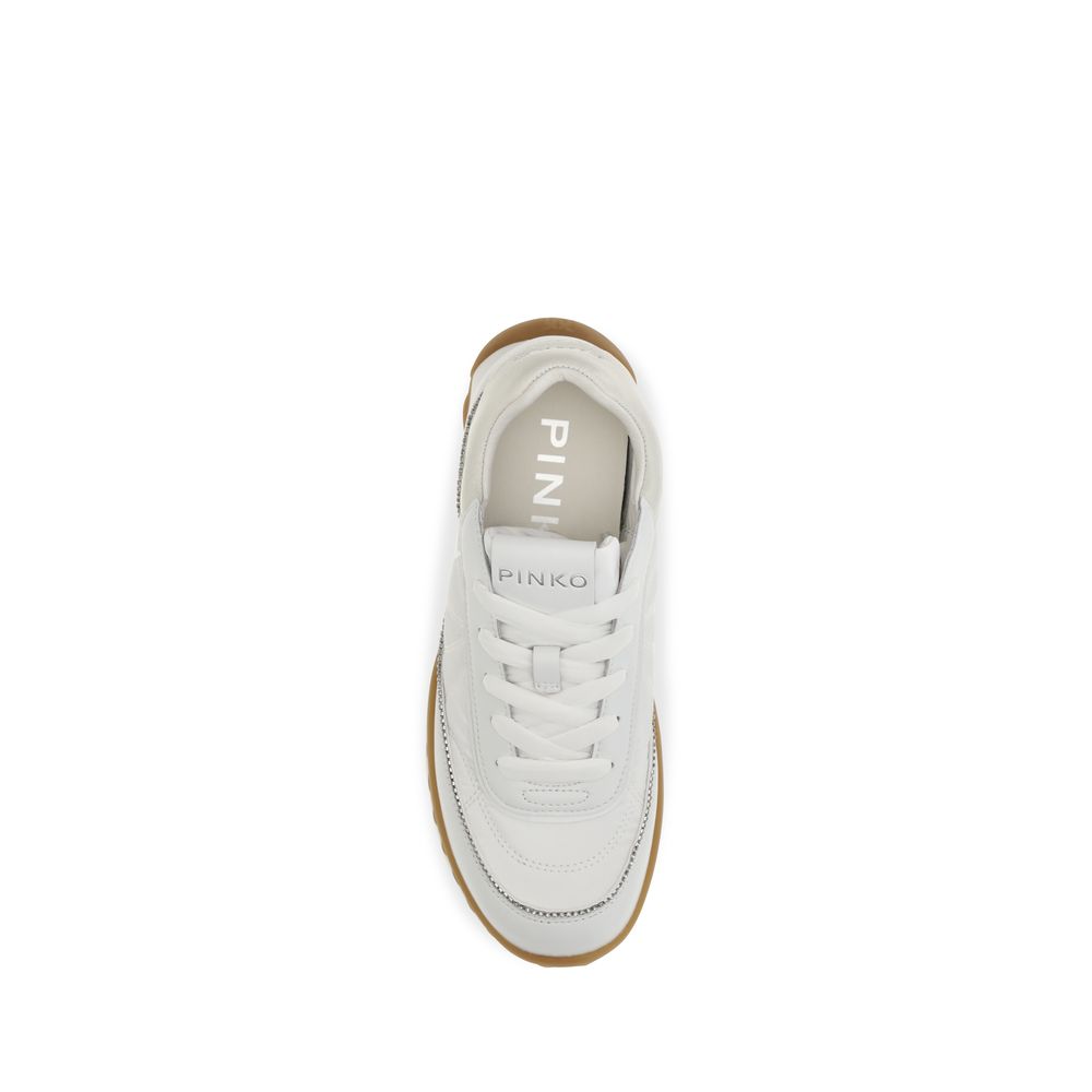 PINKO White Fabric Low Top Sneakers PINKO