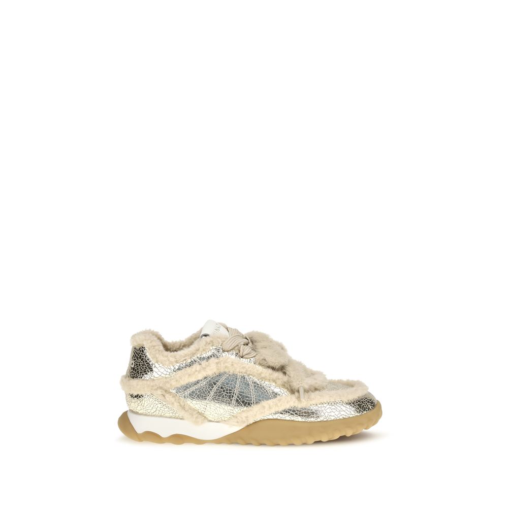 PINKO Silver Calf Leather Bos Taurus Chunky Sneakers PINKO