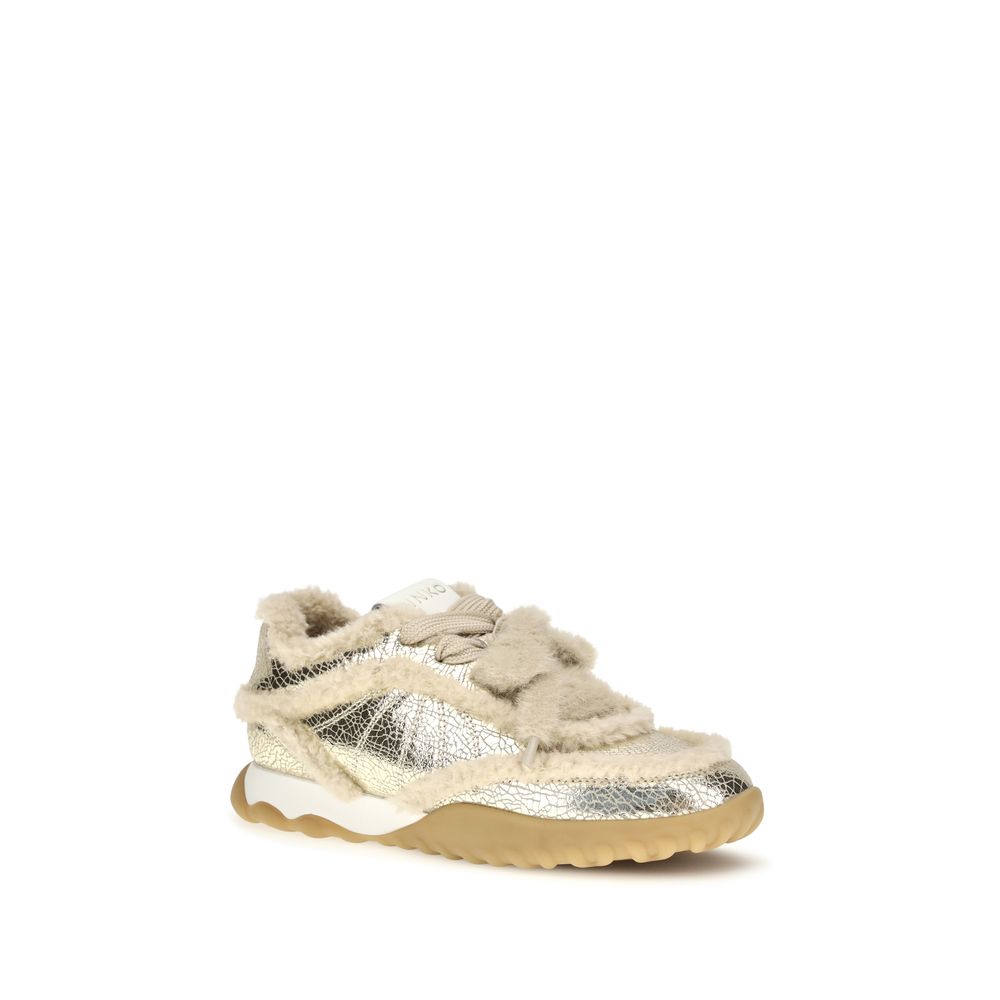 PINKO Silver Calf Leather Bos Taurus Chunky Sneakers PINKO