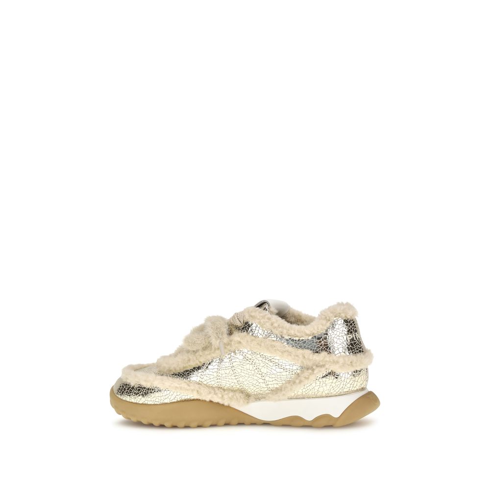 PINKO Silver Calf Leather Bos Taurus Chunky Sneakers PINKO