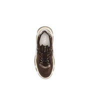 PINKO Brown Calf Leather Bos Taurus Chunky Sneakers PINKO