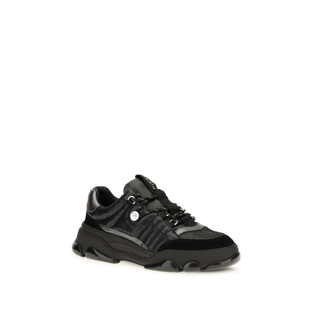 PINKO Black Calf Leather Bos Taurus Chunky Sneakers PINKO