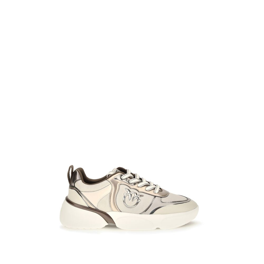 PINKO Beige Calf Leather Bos Taurus Chunky Sneakers PINKO