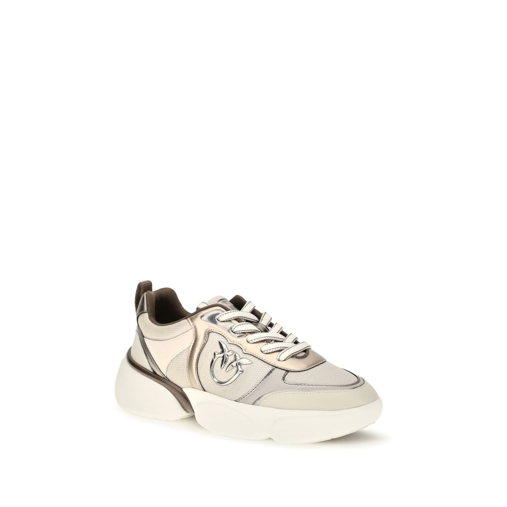 PINKO Beige Calf Leather Bos Taurus Chunky Sneakers PINKO