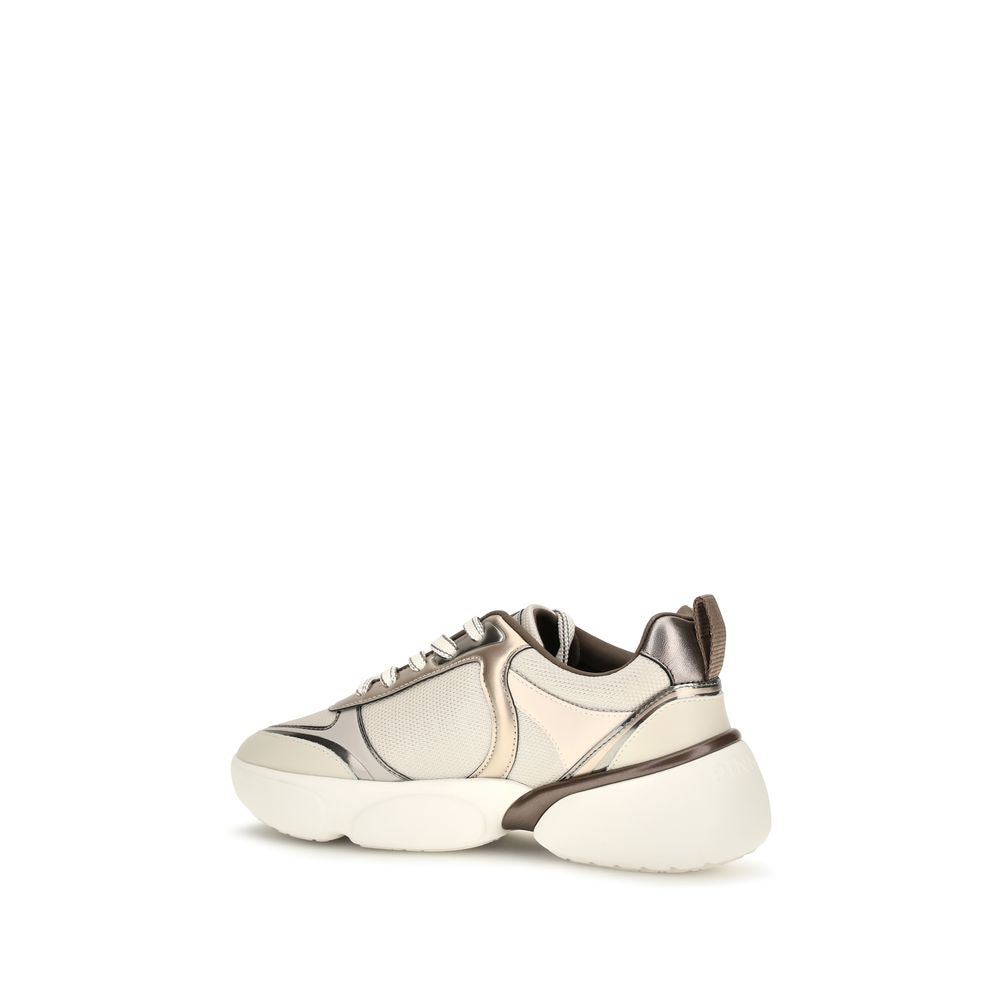 PINKO Beige Calf Leather Bos Taurus Chunky Sneakers PINKO