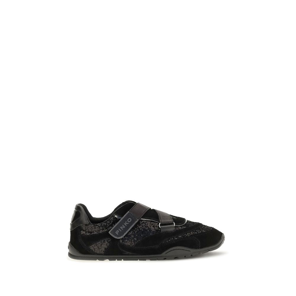 PINKO Black Suede Leather Athletic Sneakers PINKO