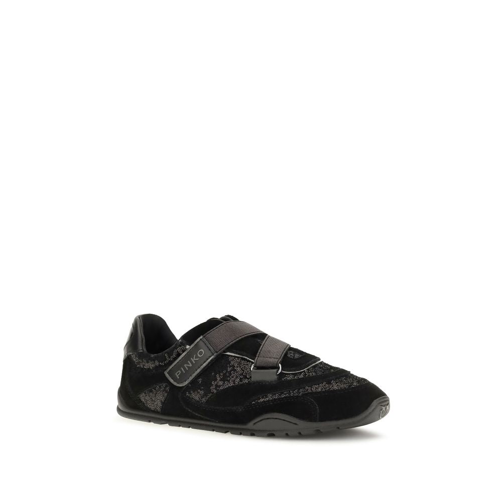 PINKO Black Suede Leather Athletic Sneakers PINKO