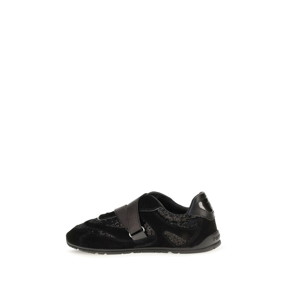 PINKO Black Suede Leather Athletic Sneakers PINKO