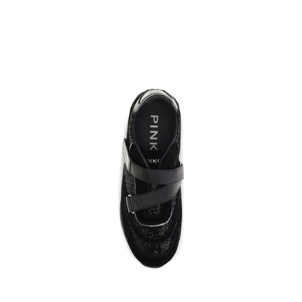 PINKO Black Suede Leather Athletic Sneakers PINKO