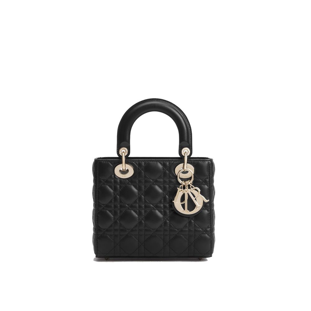 Borsa a spalla Dior in pelle di agnello nera