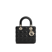 Borsa a spalla Dior in pelle di agnello nera