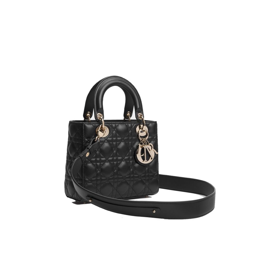 Borsa a spalla Dior in pelle di agnello nera