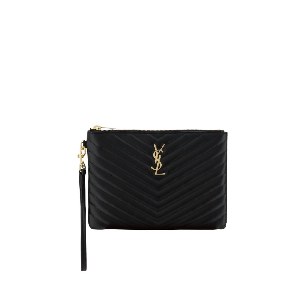 Pochette Saint Laurent in pelle di vitello nera