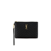Pochette Saint Laurent in pelle di vitello nera