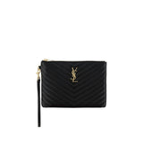 Pochette Saint Laurent in pelle di vitello nera