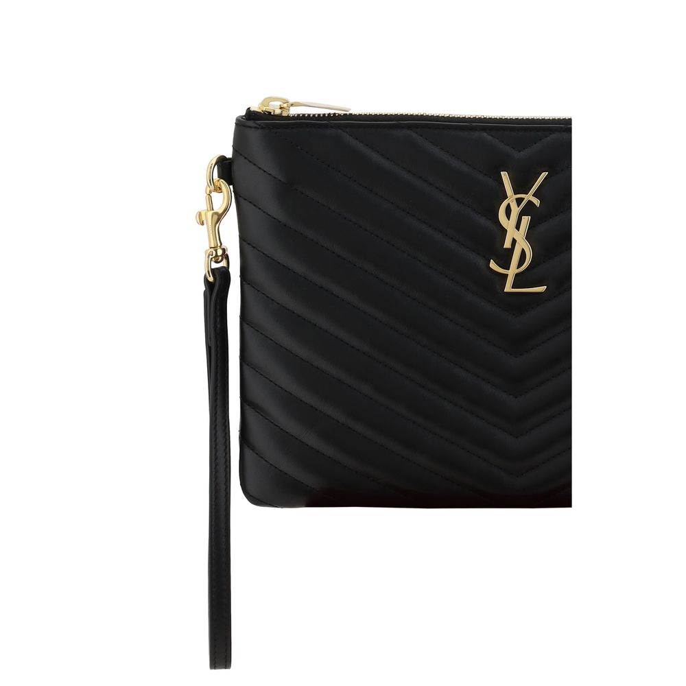 Pochette Saint Laurent in pelle di vitello nera