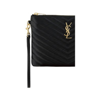 Pochette Saint Laurent in pelle di vitello nera