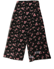 Dolce & Gabbana Black Silk Floral Chiffon Long Stole Scarf